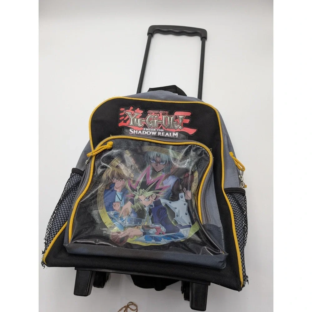Vintage Yu Gi Oh  ENTER THE SHADOW REALM ROLLING BACKPACK  BLACK YUGIOH BOOK BAG